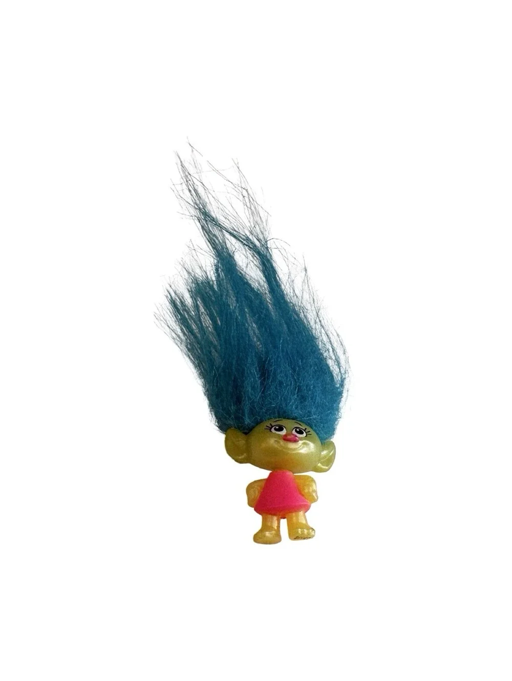 DreamWorks Trolls Smidge Mini Figure Cake Topper Yellow Blue Hair Pink Dress